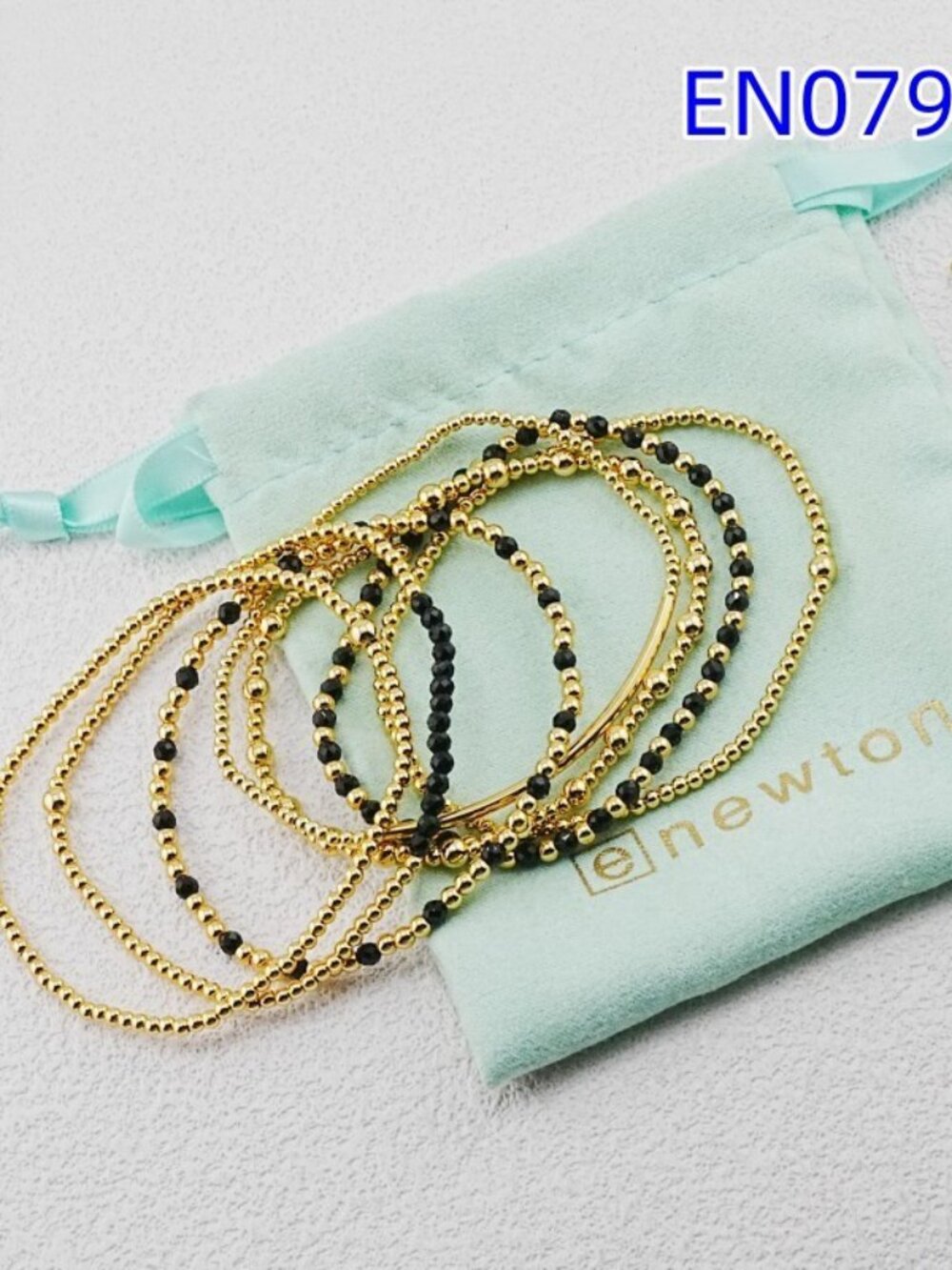 Enewton Gold Beaded Black Crystal Bracelet